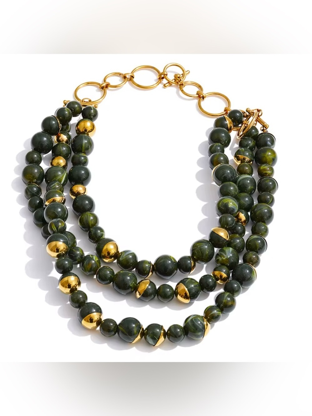 Anthro Green Multi-Strand Statement Necklace ✨